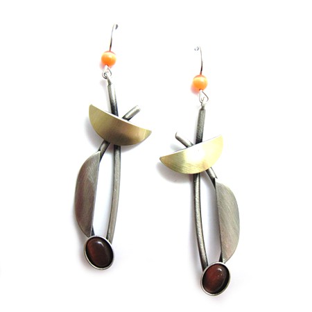 Burnt Orange Open Semi-circle Earrings by Crono Design - Click Image to Close